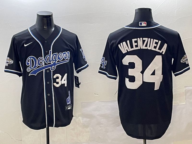 Men Los Angeles Dodgers #34 Valenzuela Black Fashion Game 2025 Nike MLB Jersey style 3068